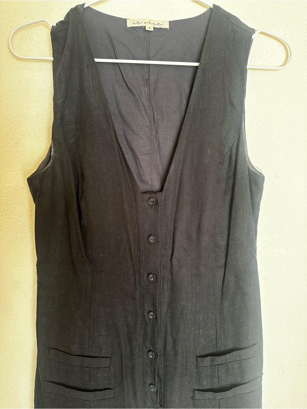 Le Celt Black Sleeveless Button-Front Jumpsuit